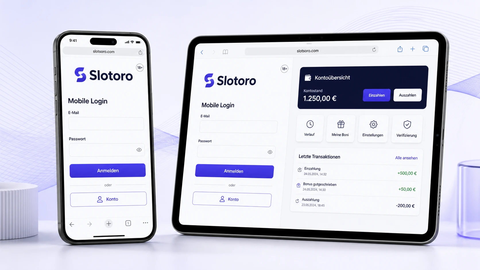 Slotoro Mobile Login auf Smartphone und Tablet