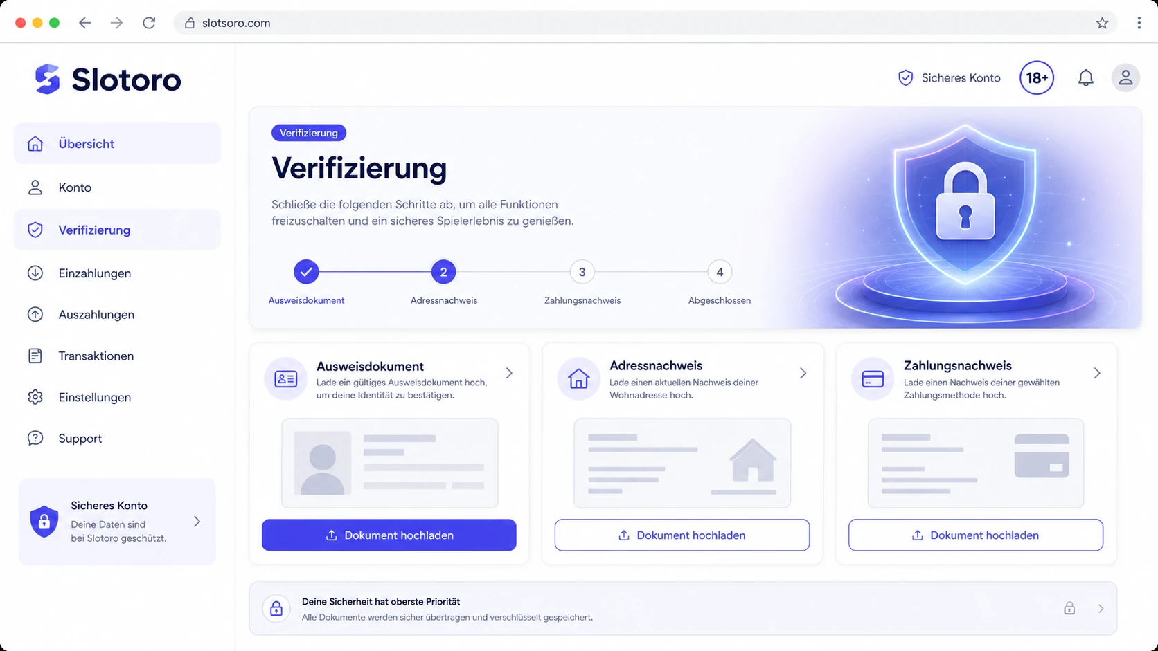 Verifizierung nach der Anmeldung